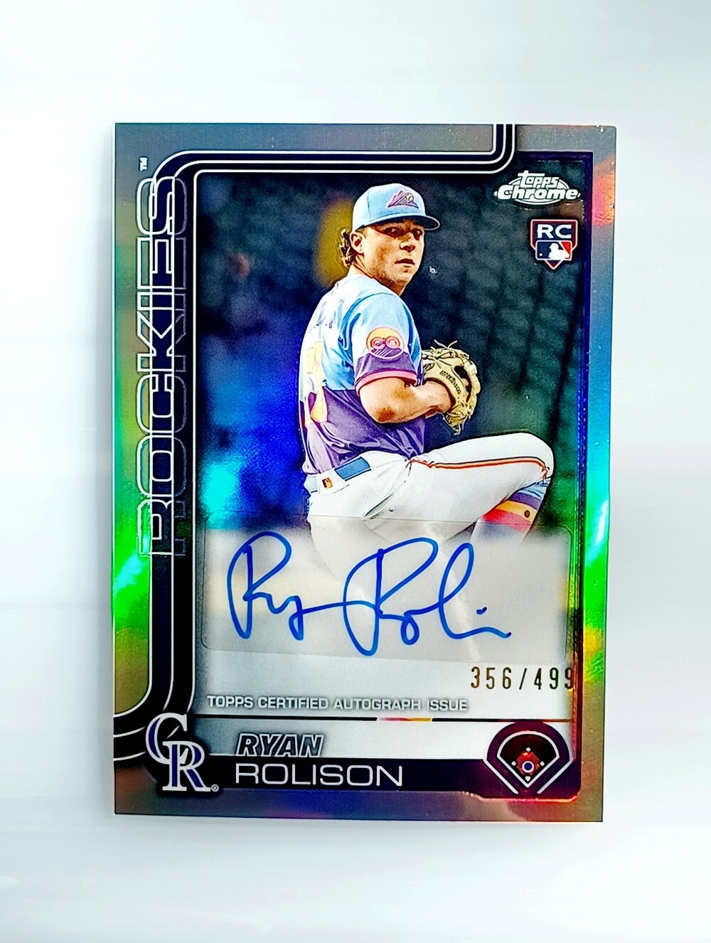 Topps Chrome Rockies Baseball Card with Blue Autograph